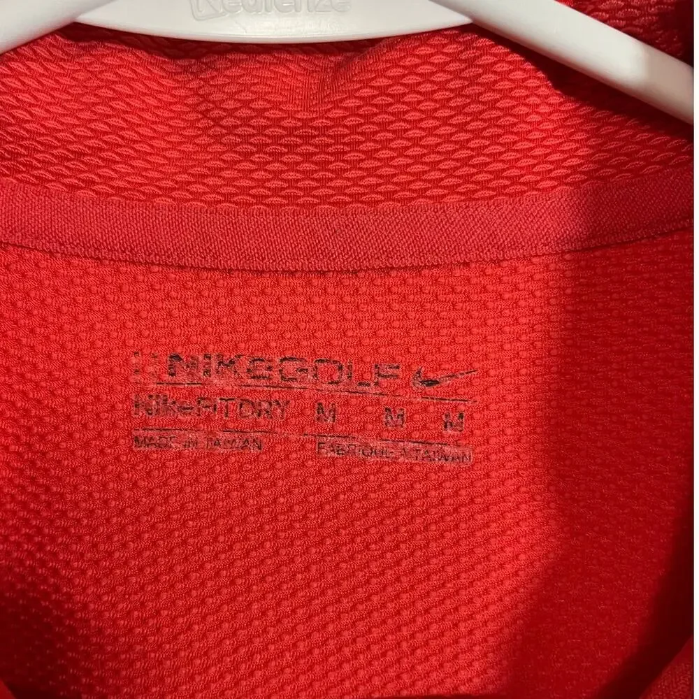 Nike Golf Polo Shirt Mens Medium Coral Red Dri Fit Victoria National Golf Club